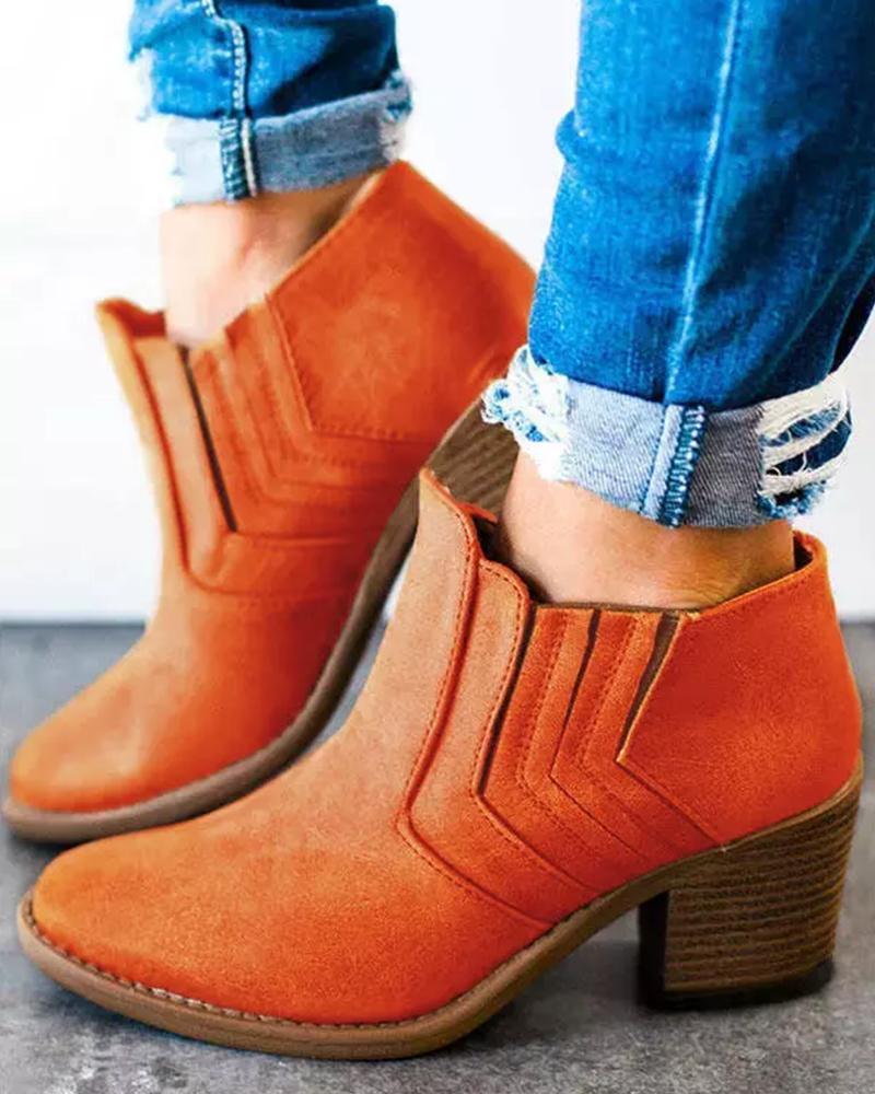 

Vintage Ruched Chunky Boots, Orange