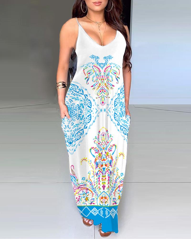 

Multicolor Lip & Letter Print Splicing Ink Splash Sling Maxi Dress, Style5