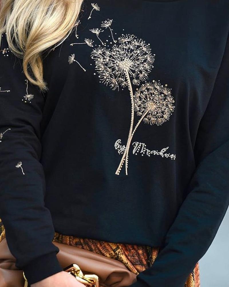 

Graphic Print Long Sleeve Tee, Black