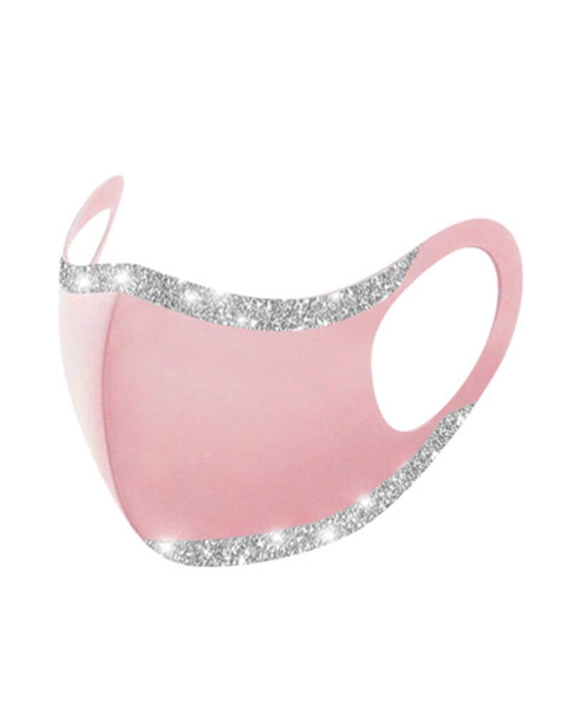 

Glitter Patchwork Earloop Anti-pollution Mask, Pink