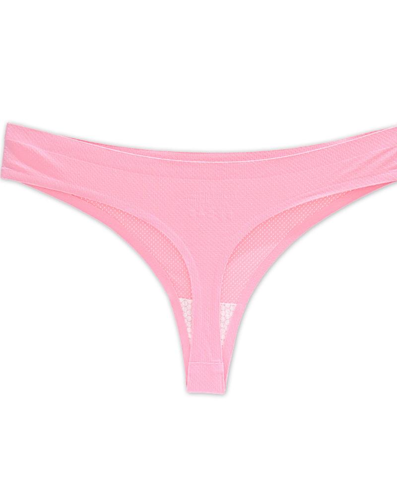 

Low Waist Skinny Solid Color Mesh Thong Panties, Pink