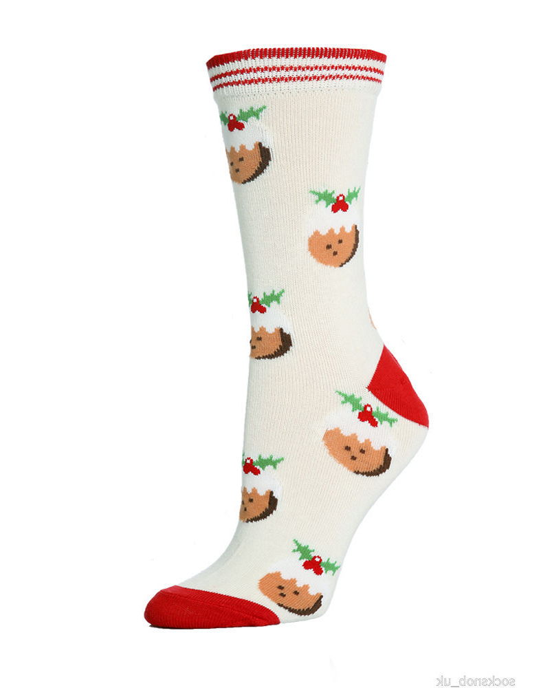 

1Pair Christmas Character Santa Gingerman Snowman Graphic Plants Print Crew Socks, Style5