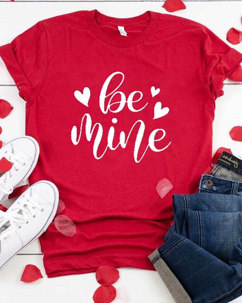 

Valentines Day Letter Heart Print T-shirt, Red