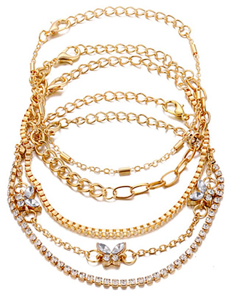 

Rhinestone Butterfly Pattern Chain Bracelet, Style1