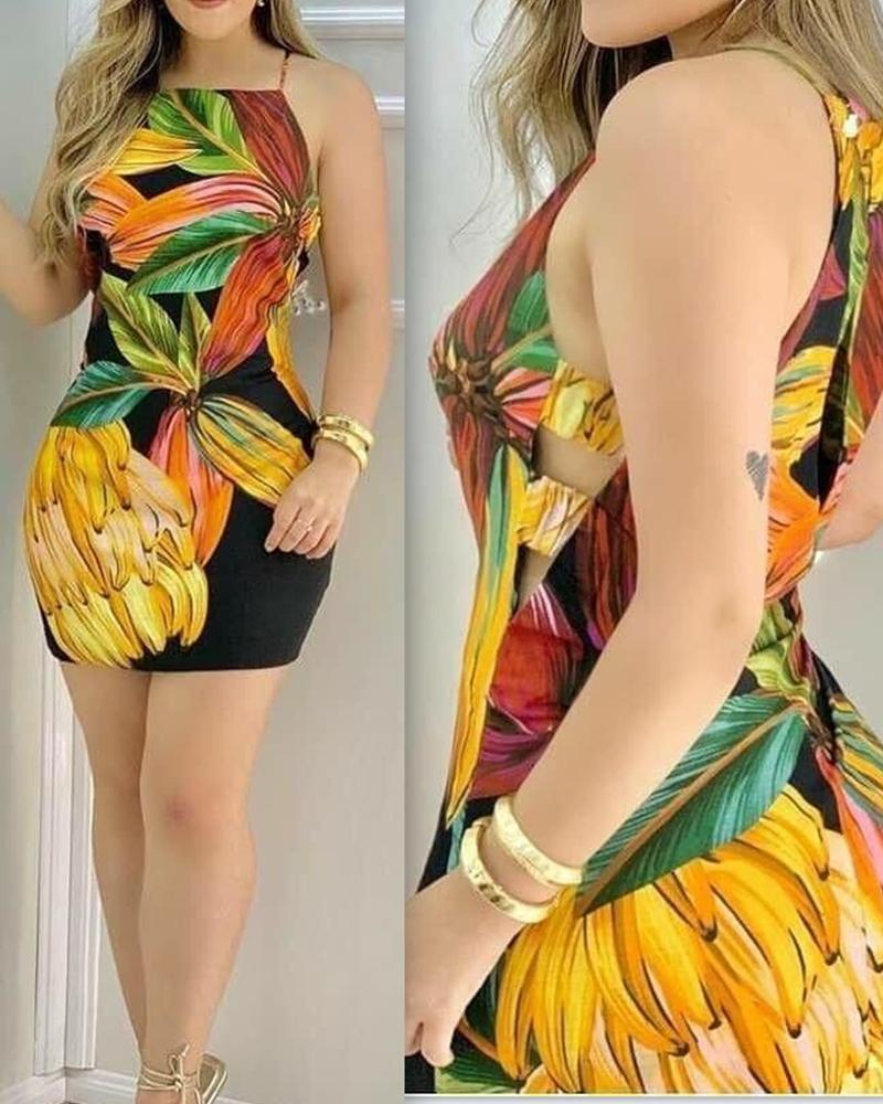 

All Over Print Sleeveless Mini Dress, Style1