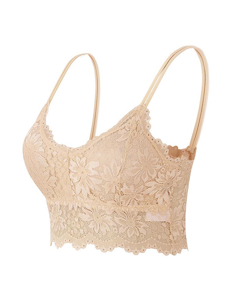 

Spaghetti Strap Lace Bralette, Apricot