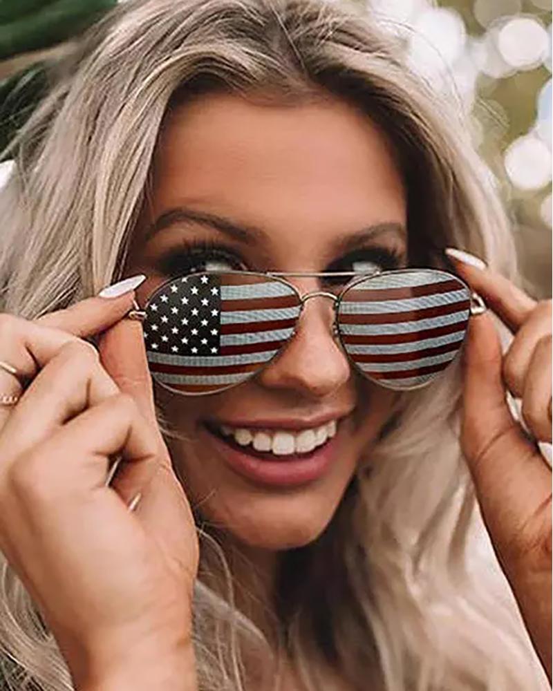 

Independence Day American Flag Aviator Sunglasses., Blue