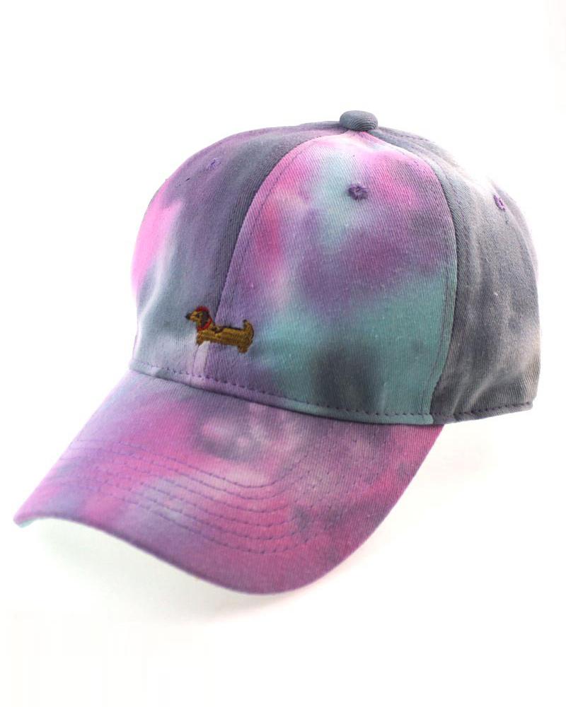 

Tie Dye Print Animal Embroidered Baseball Cap, Purple