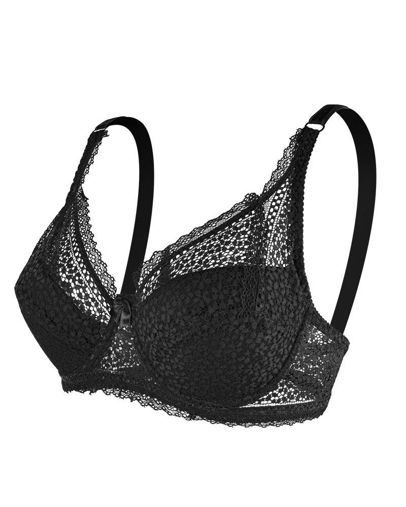 

Bow Decor Lace Push Up Bralette, Black