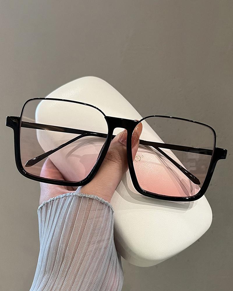 

1Pair Half Frame Gradient Square Sunglasses, Black