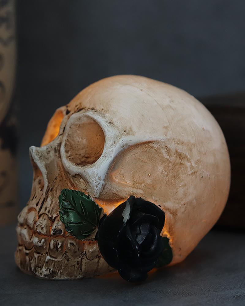 

Halloween Skull Lights Ghost Festival LED Decoration Flowers Rose Glowing Skull Shape Decoration Desktop for Halloween Party Home Outdoor, Style2