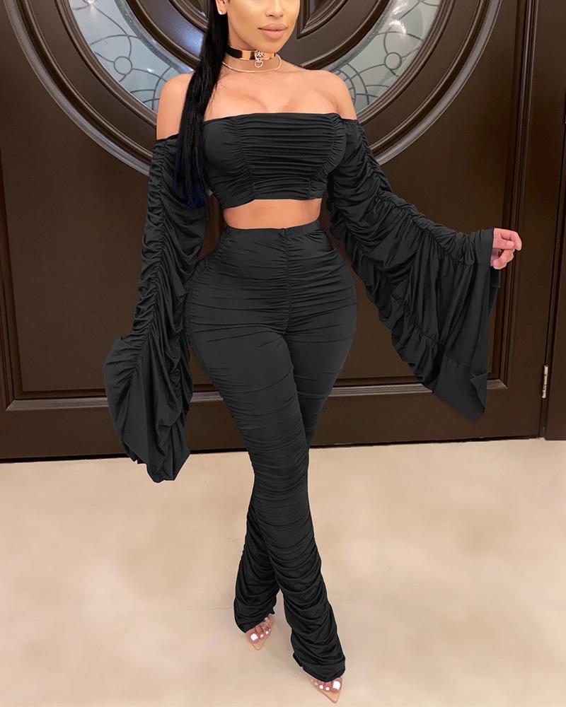 

Solid Color Long Sleeve Suit Sets, Black