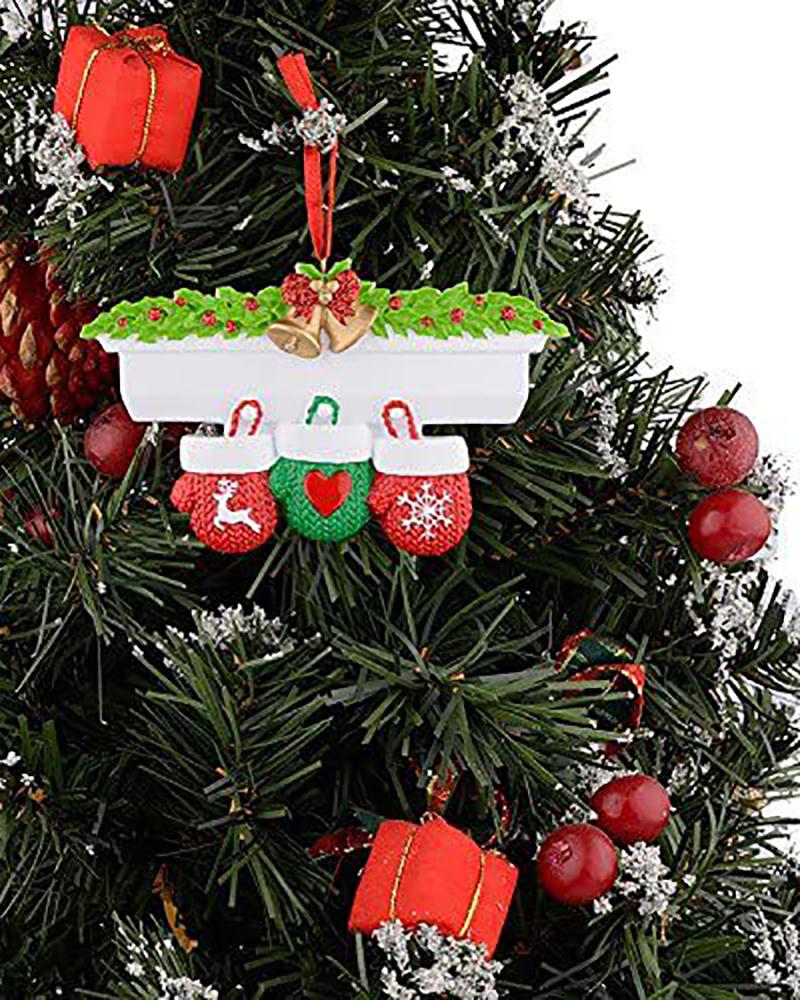

Mitten Family Christmas Tree Ornament 2021 Knit Winter Stocking Gloves Parent Children Friend Glitter Gift, Style3