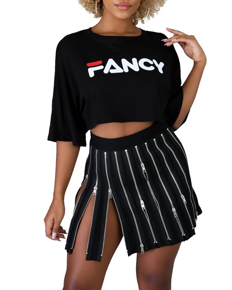 

High Waist Zipper Decor Skirt, Black