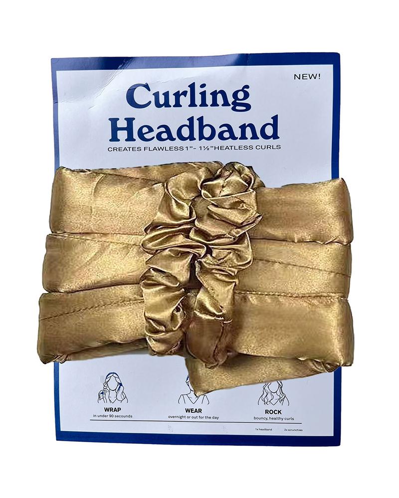 

Heatless Curling Headband Overnight Natural Rod Ribbon Lazy Hair Curlers Wraps Kit For Long Hair, Gold