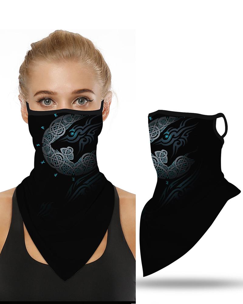 

Print Breathable Ear Loop Face Cover Windproof Motorcycling Dust Outdoors, Black