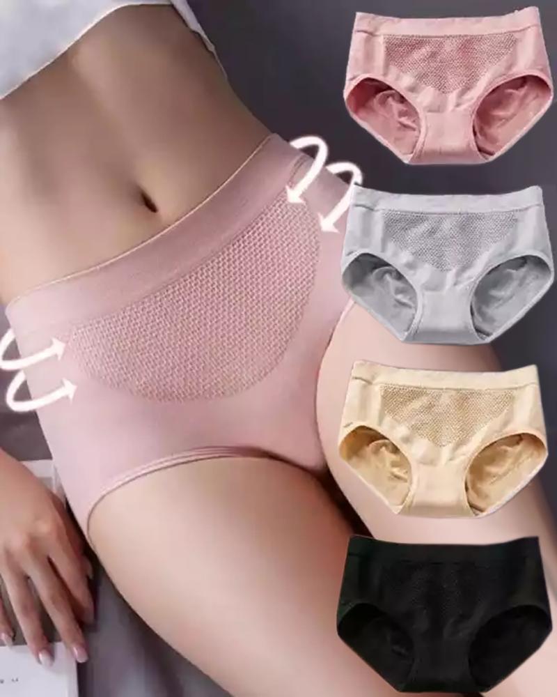 

3D Honeycomb Warm Palace Seamless Underwear Hip Raise Panty, Pink