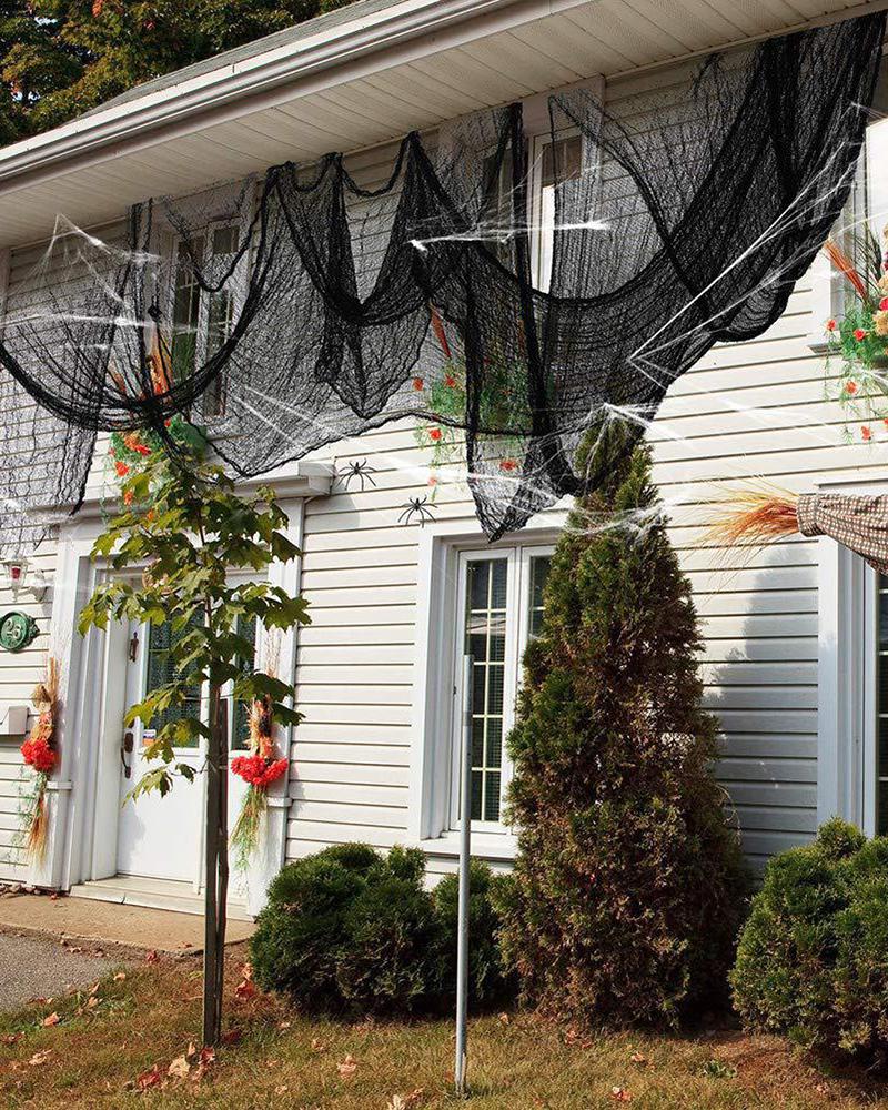 

2 x 2.5m Halloween Creepy Cloth Black Mesh Fabric Ghost Atmosphere Tattered Fabric Gauze