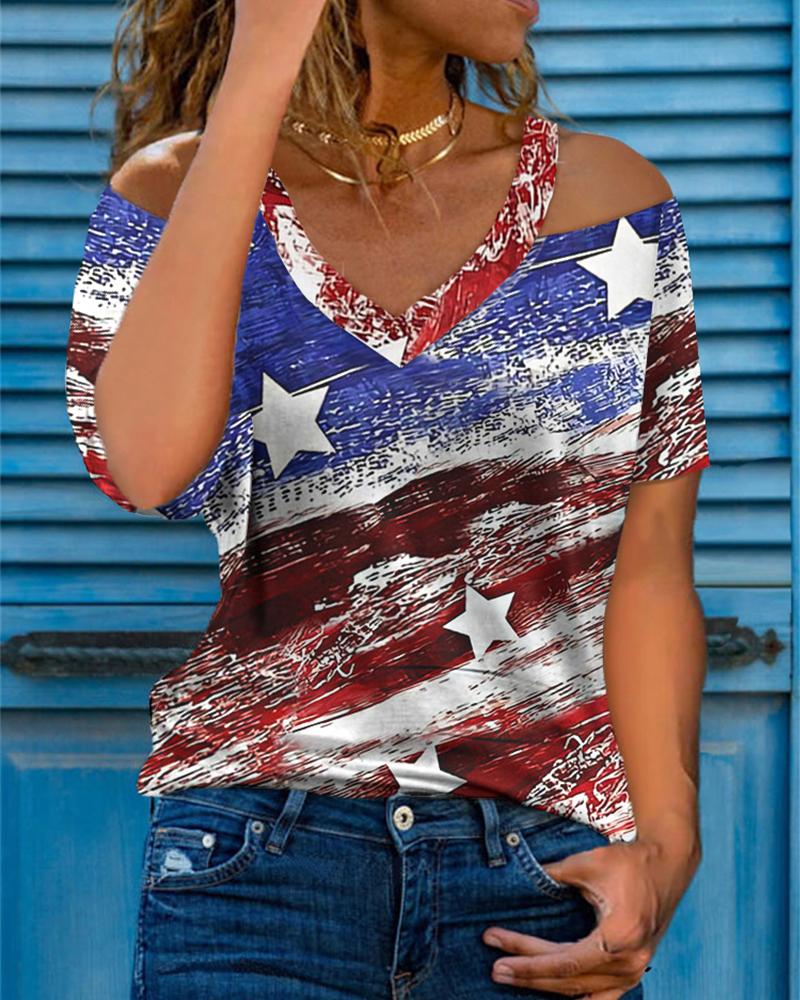

Cami American Flag Print T-shirt, Multicolor
