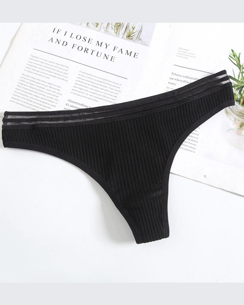 

Skinny Solid Color Low Waist Panties, Black