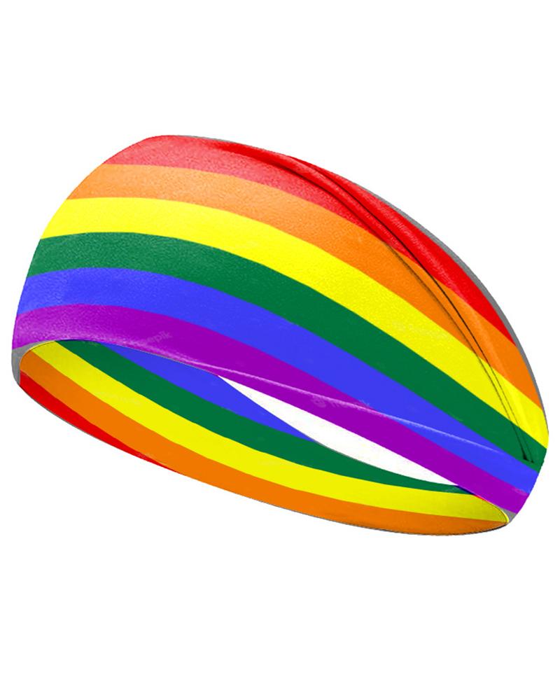 

1pc Rainbow Stripe Sports Costume Headband, Multicolor