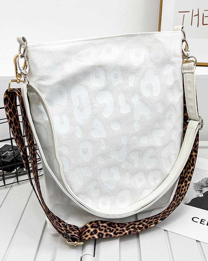 

Leopard Pattern Crossbody Shoulder Bag, White