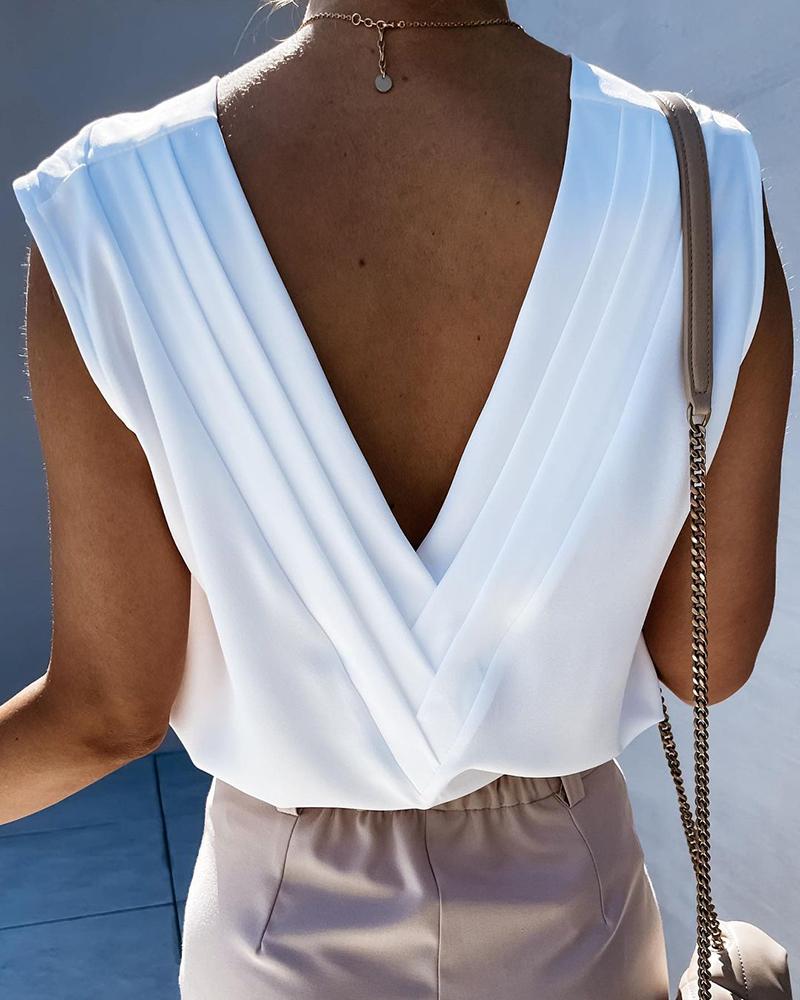 

V-Neck Backless Sleeveless Top, White