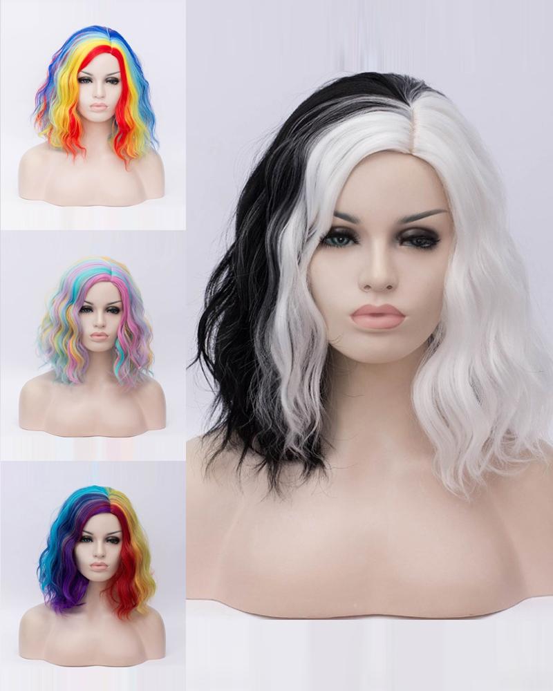 

Short Curly Hair Wig Shoulder Length Natural Looking Synthetic Wavy Bob Wigs Halloween Party Cosplay Wigs, Style1