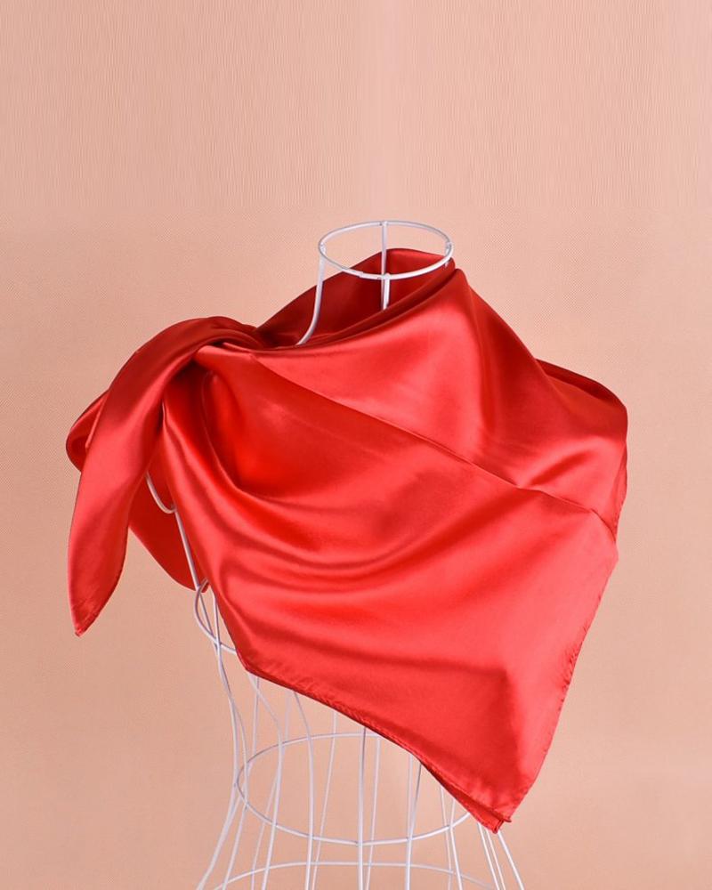

Plain Satin Square Scarf Headband, Red