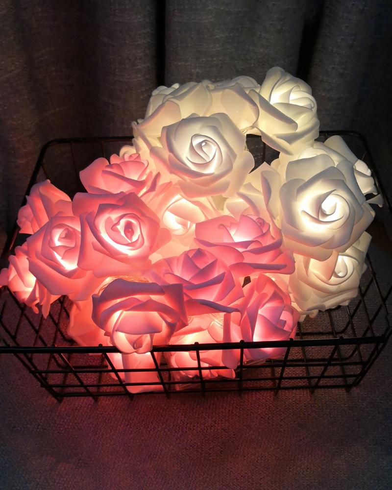 

LED Rose Flower String Lights Battery Operated For Wedding Home Party Decor, White