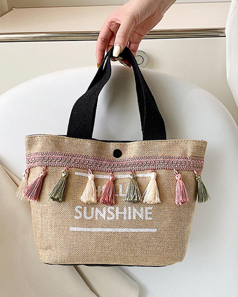 

Letter Print Large Capacity Tote Bag, Style1
