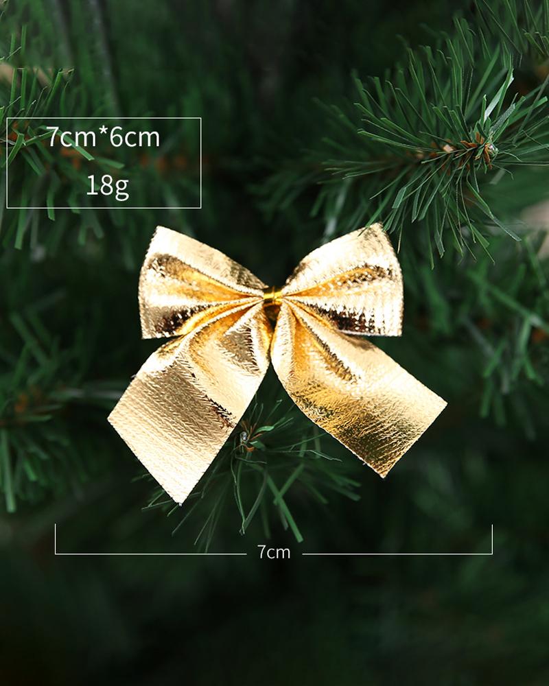 

12PCS/Set Christmas Mini Bows Holiday Craft Bow Tie Christmas Tree Wreath Ornament Xmas Party Decoration, Gold