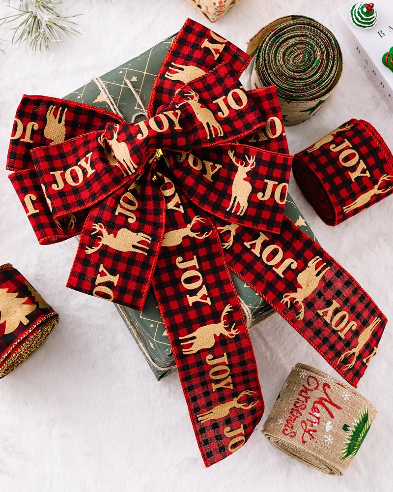 

1Roll Christmas Ribbon Vintage Christmas Tree Burlap Ribbon Gift Wrapping Supplies Christmas Crafts Decoration, Style1