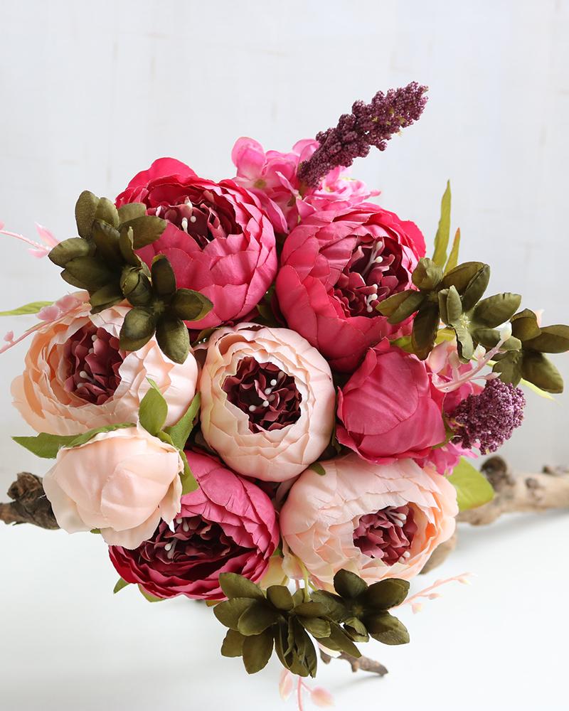 

Artificial Peonies Flowers Faux Peony Bouquet Outdoor Flower Arrangement Wedding Table Centerpiece Decorations, Pink