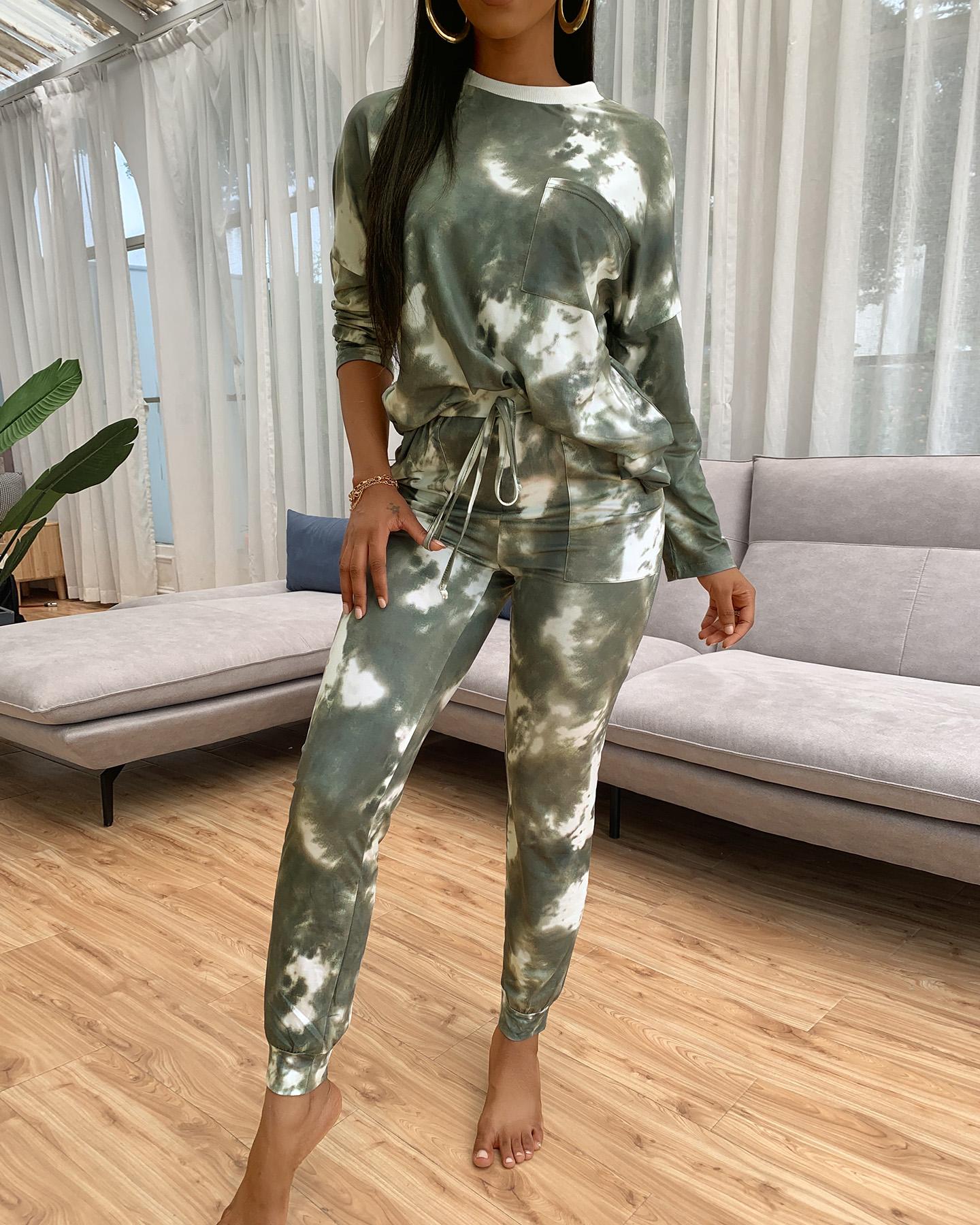 

Tie Dye T-shirt & Pants Set, Green