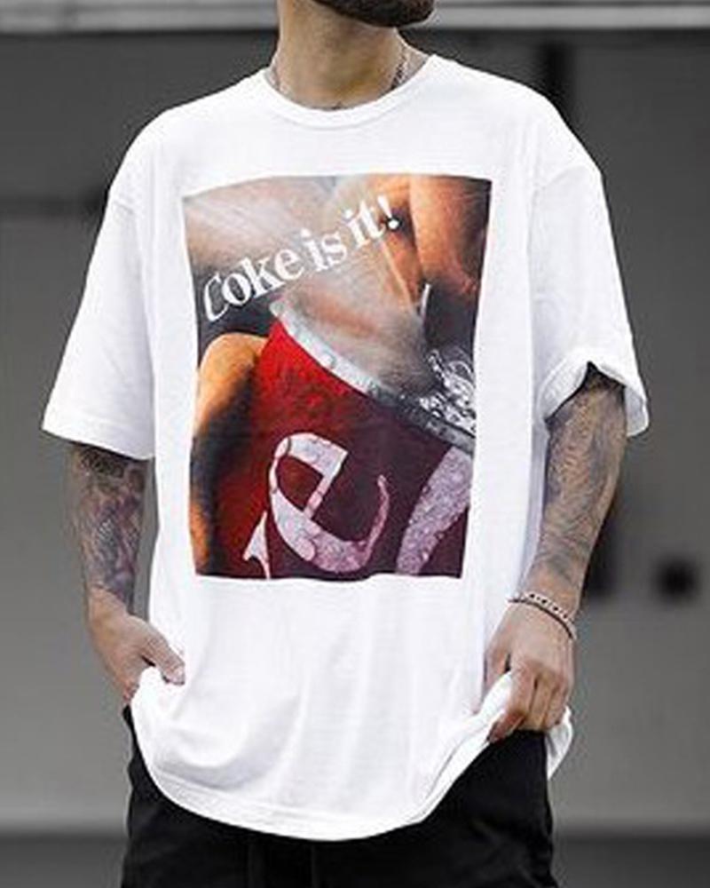

Graphic Print Short Sleeve T-shirt, White