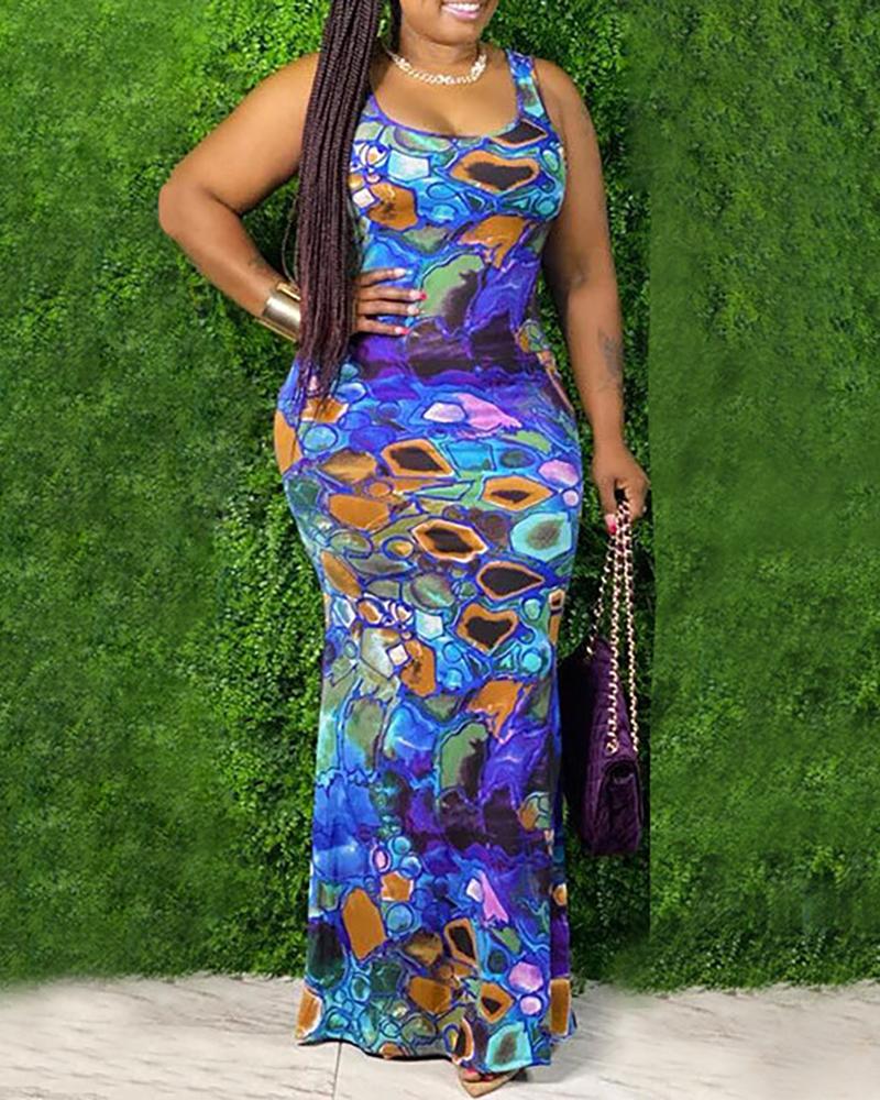 

Colorblock Thick Strap Maxi Dress, Blue