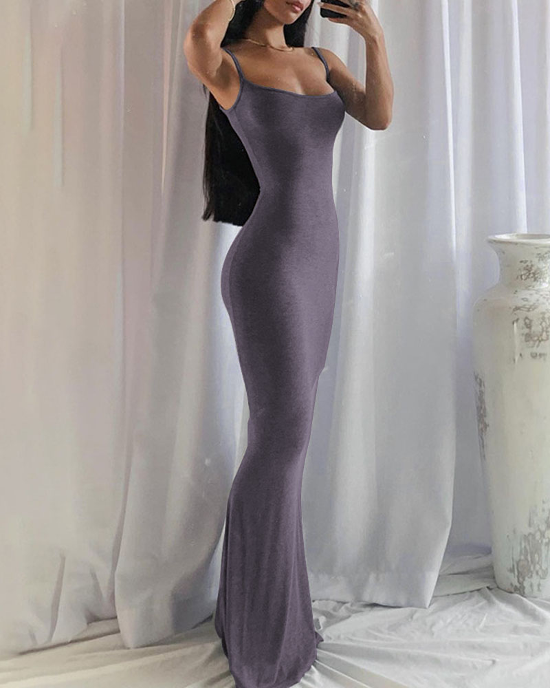 

Spaghetti Strap Casual Maxi Dress, Purple