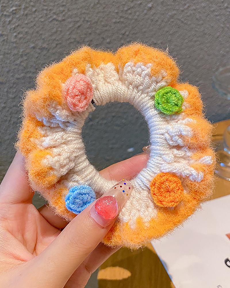 

Floral Decor Knit Scrunchie, Orange