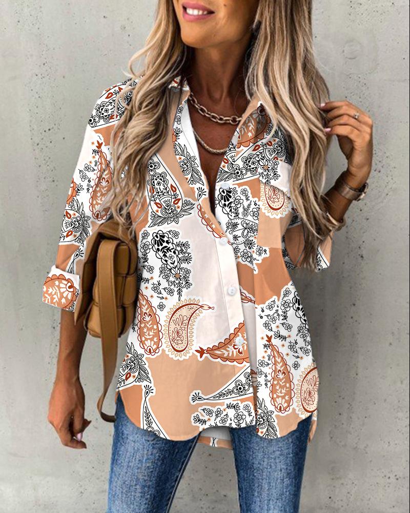 

Paisley Scarf Print Button Down Shirt, Multicolor