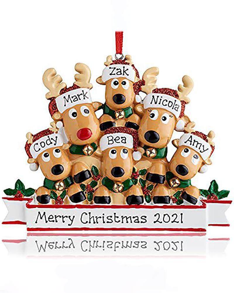 

Cute Deer Holiday Winter Gift Personalized Reindeer Family Christmas Tree Ornament, Style6