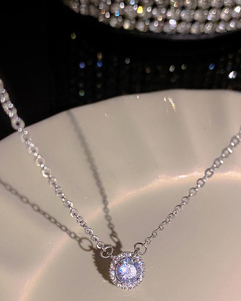 

1pc Geometric Pendant Trendy Necklace, Silver