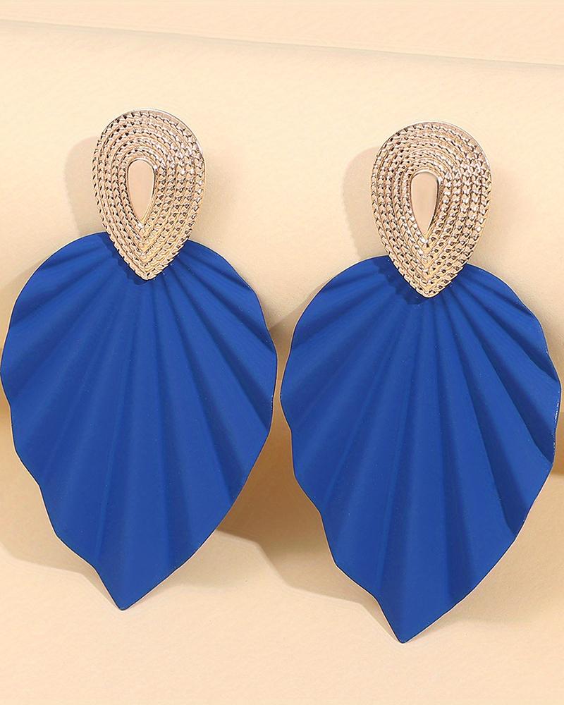 

1Pair Vintage Leaf Shape Geometric Earrings, Blue