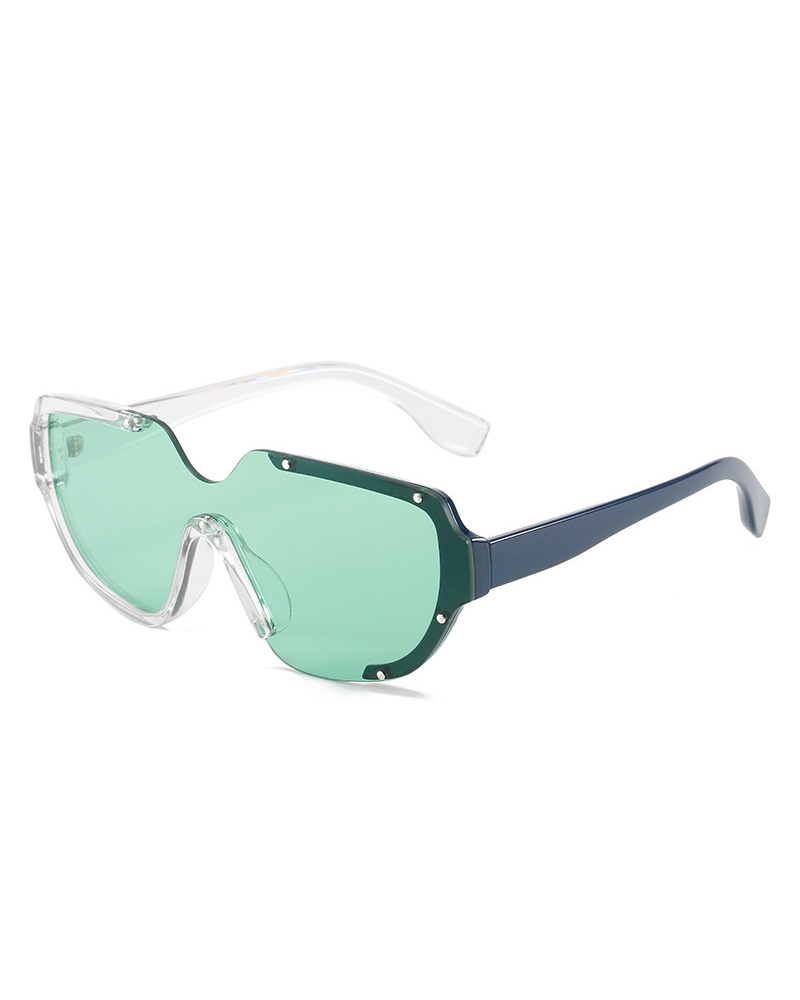 

1Pair Colorblock Studded Frame Tinted Sunglasses, Green