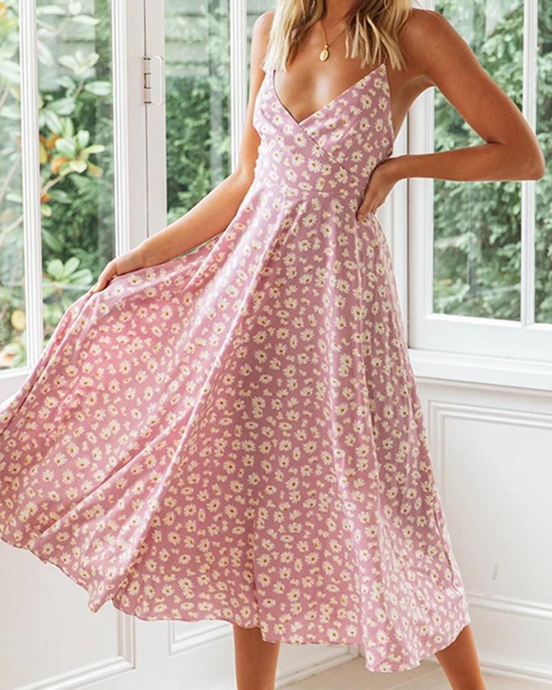 

Criiss Cross Back Midi Dress, Pink