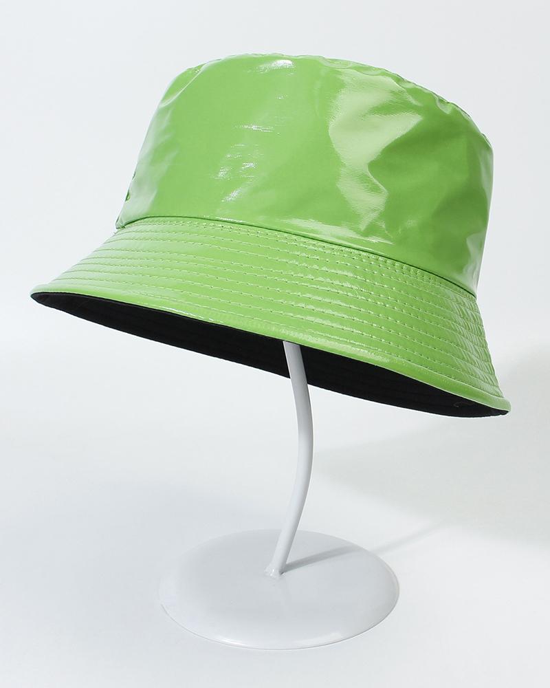 

Trendy Quilted Sun Protection PU Bucket Hat, Green