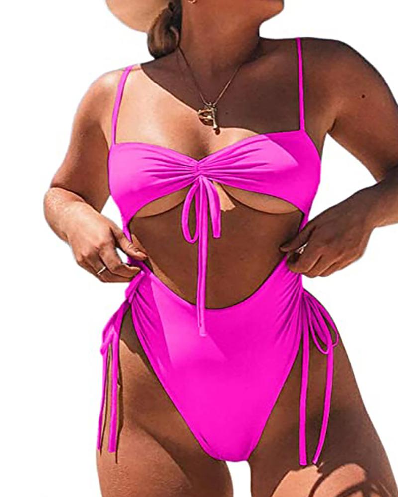 

Women Sexy High Waist One Piece Swimsuit Tummy Control Swimwear, Red