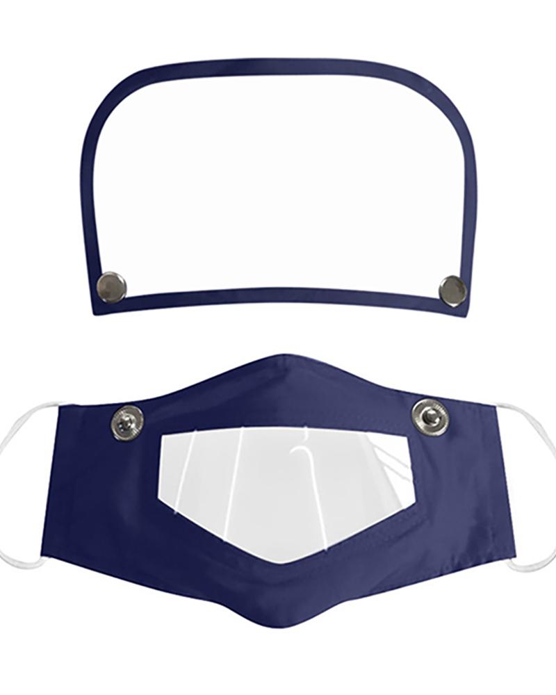 

Face Mask With Clear Window Visible Expression For Lip Reading With Eyes Shield, Dark blue