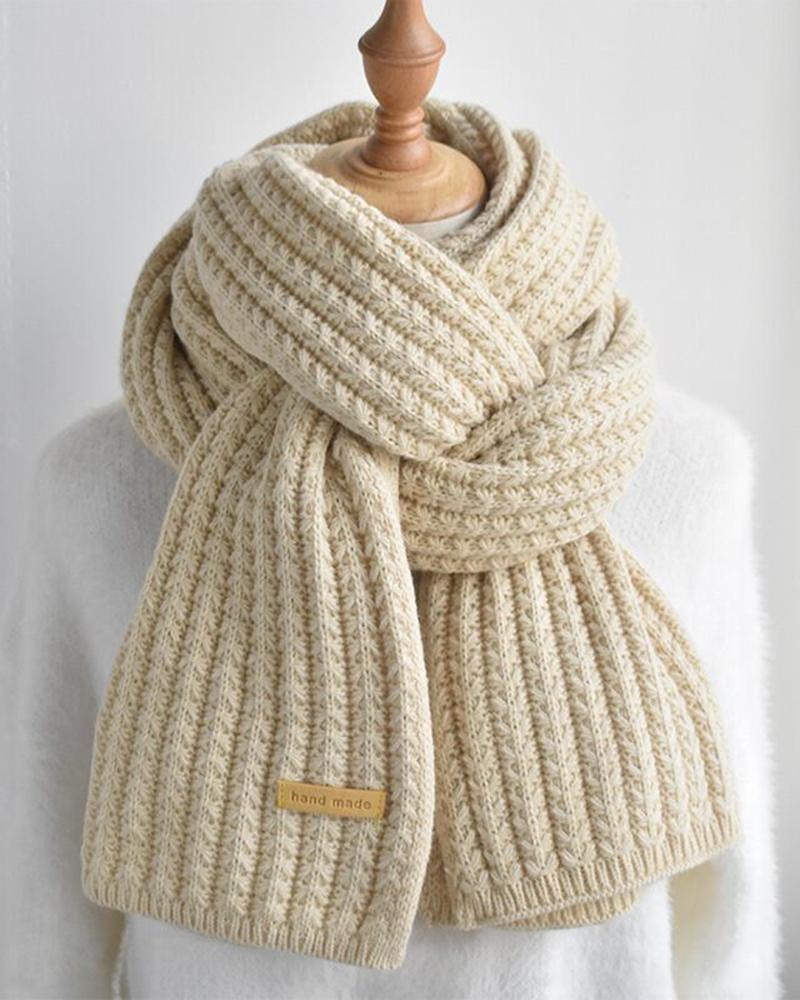 

Women Winter Solid Color Knit Warm Fashion Thickening Warm Wrap Scarf, Nude