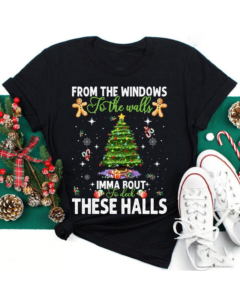 Christmas Tree Letter Print Casual T-shirt